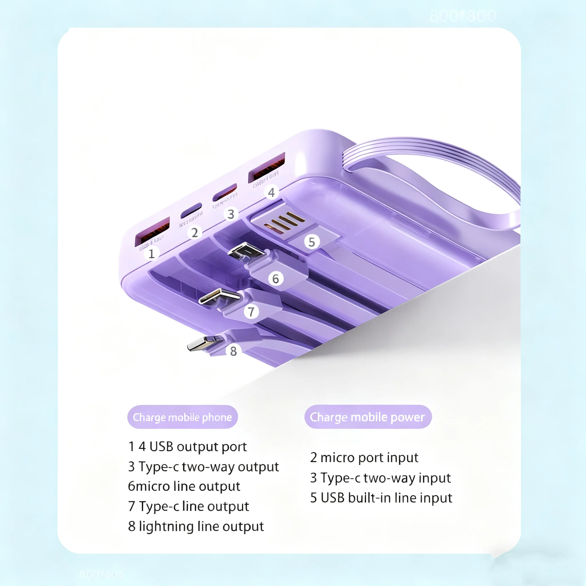 باور بانك صغير من Xiaomi بقدرة 500000 مللي أمبير في الساعة بسعة عالية 120 وات شحن سريع للغاية مع 4 كابلات لهاتف آيفون وشاومي وهواوي 2026 #4