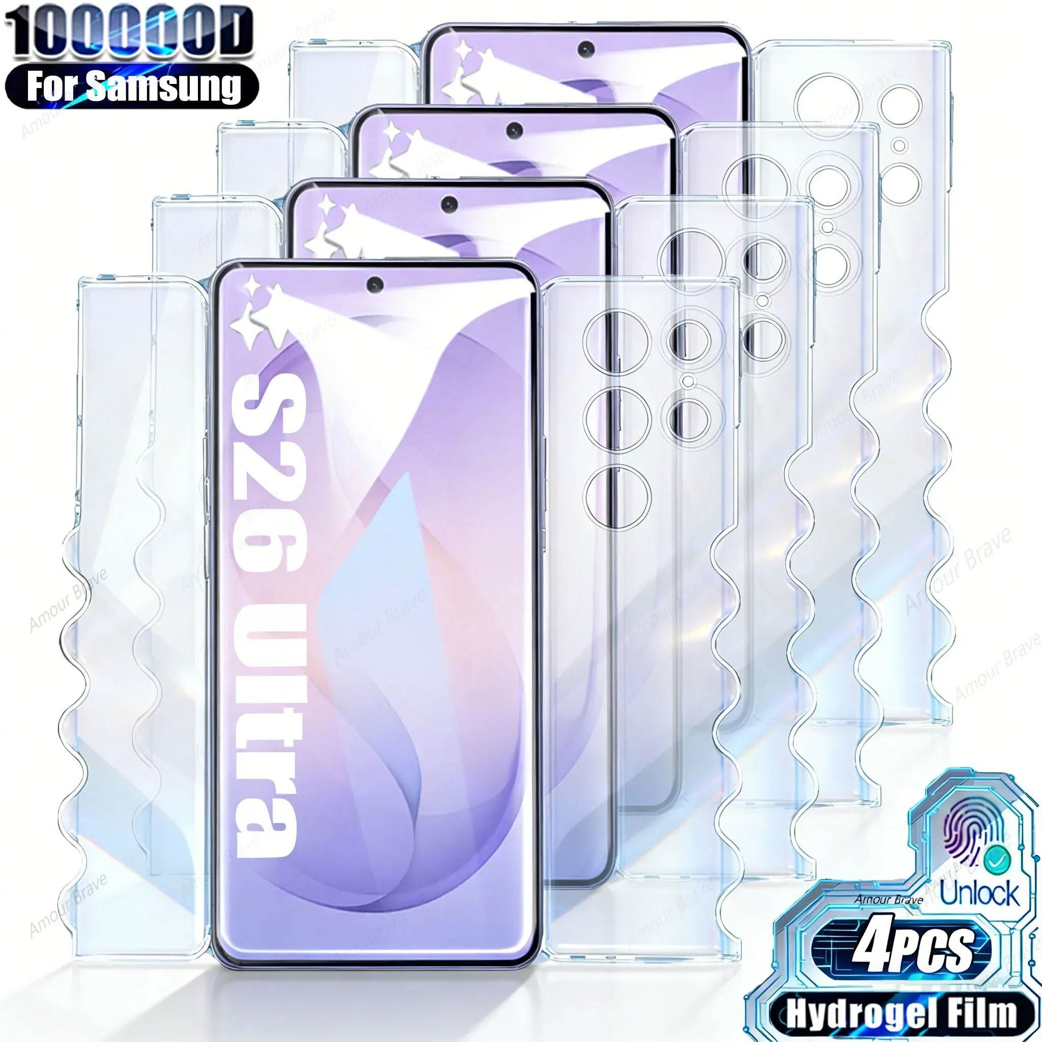 4PCS Full Body Butterfly Screen Protectors For Samsung Galaxy S26 Ultra S21 S20 Note 20 S23 Plus S22 S24 S25 Ultra Hydrogel Film