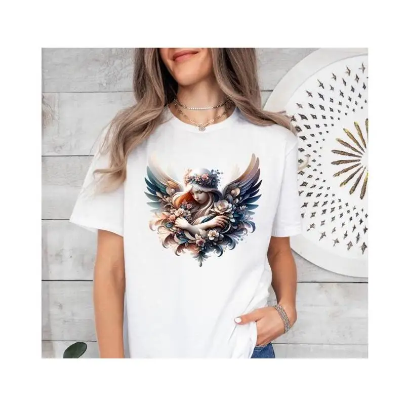 Angel T shirt Flower Heavenly Ladies Art
