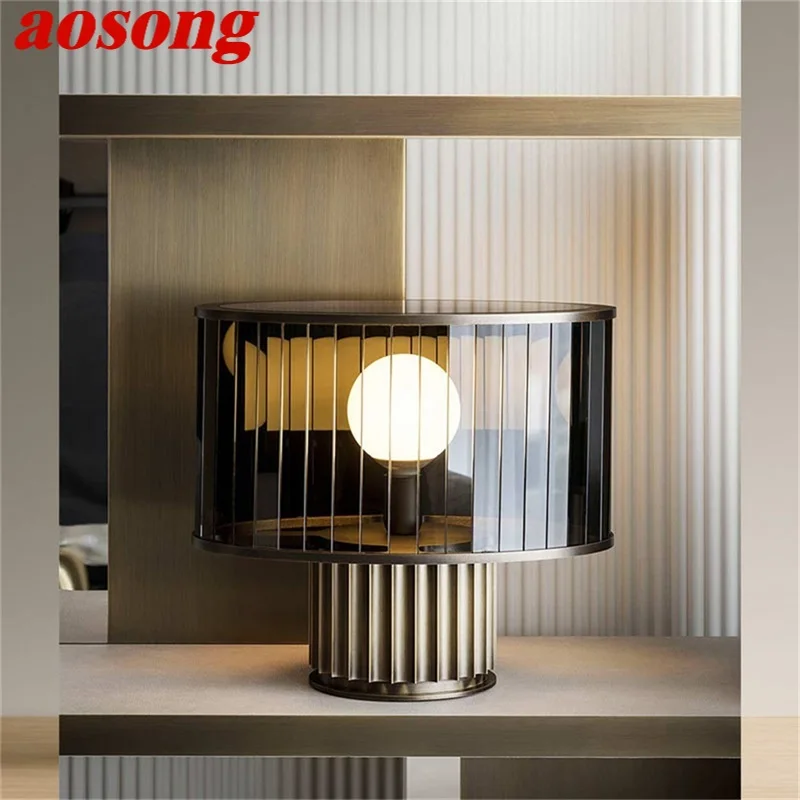 

AOSONG Modern Table Lamp LED Creative Glass Round Vintage Desk Light for Home Bedroom Bedside Decor