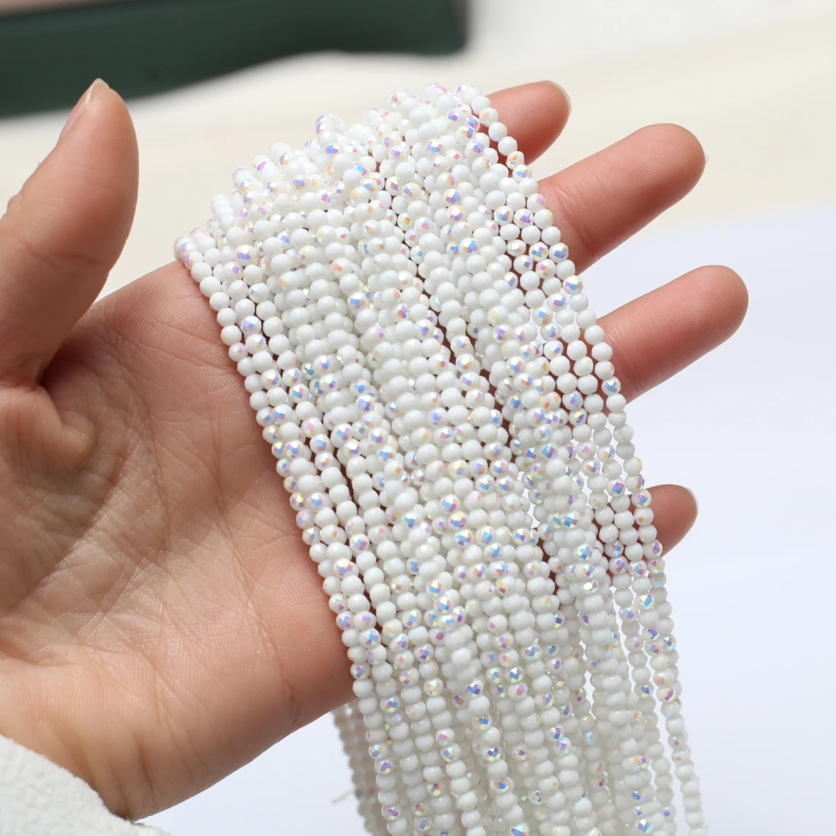 3mm Natural Semi-Precious Stone Crystal White Quartz Loose Beads Plating Color for Jewelry Making DIY Bracelet Necklace 38cm