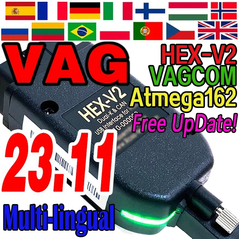 2023 Newest V23.11 VCDS VAGCOM Scanner Tools Atmega162 Scanne Diagnostic Cable HEX V2 OBD Tools FOR VW AUDI Skoda Seat