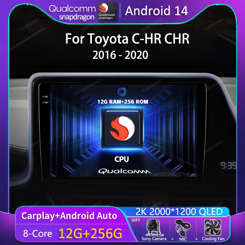 

Android14 Car Radio For Toyota C-HR CHR 2016 - 2018 2019 2020 Navigation GPS Multimedia Video Player Stereo Carplay BT 360Camera