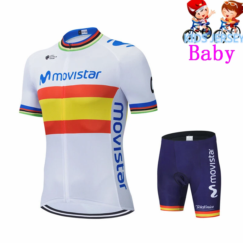 Movistar  Kids Cycling Jersey Set Shorts Children Bike Clothing Breathable Quick Dry Boys Summer Bicycle Wear Maillot Ciclismo