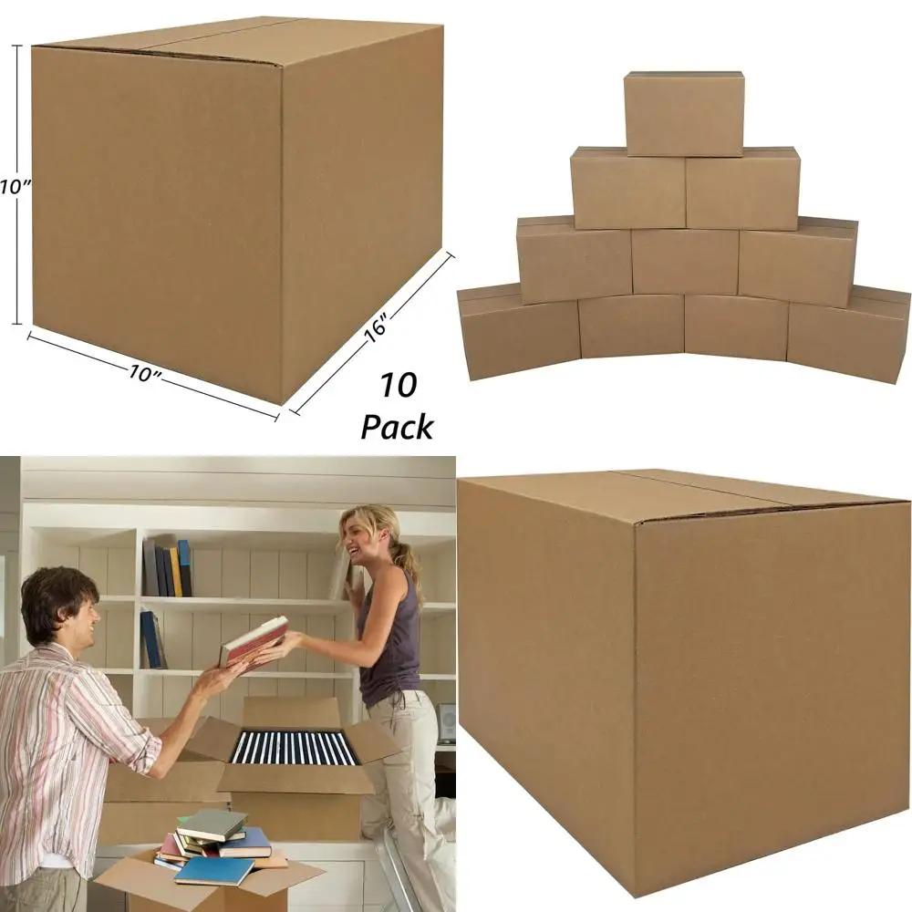 

Компактные картонные коробки для переезда (10 шт.), 10x8x1 дюймов, выдерживают до 25 фунтов
