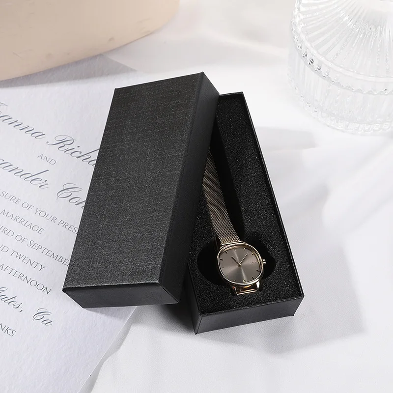 High-end Black Watch Box with Inner Tray Boutique Rectangle Thick Paper for Bracelet Watch Organizer Gift Jewelry Box Wholesale