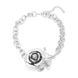 ZAA New Vintage Metal Rose Flower Pendant Necklaces for Women 2024 Fashion Neck Jewelry Holiday Party Accessories