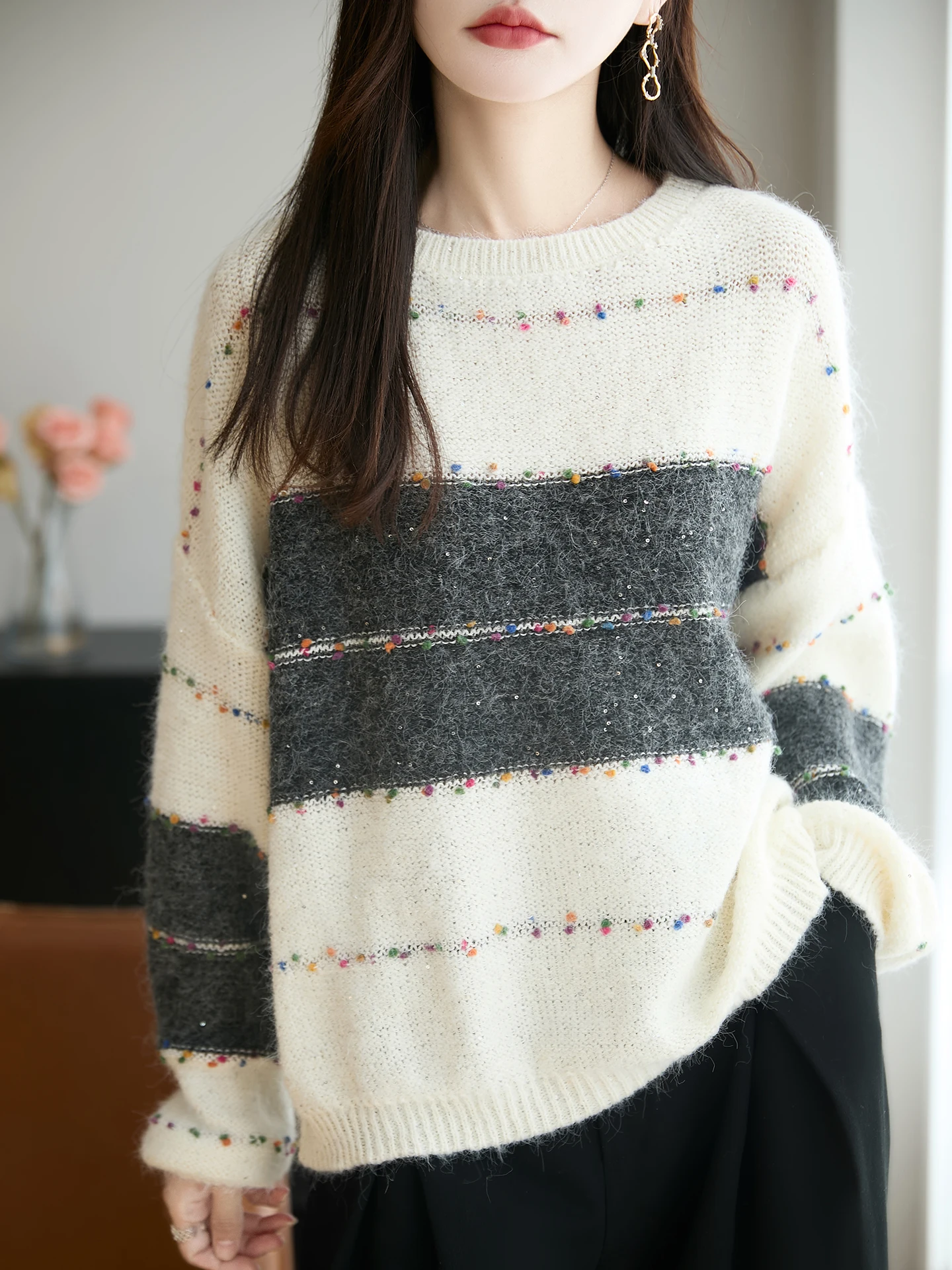 

New Fashion Autumn Winter Woman Sweater Elegant Femal Merino Wool Knitted Pullover Long Sleeve Clothing Tops Ladies Jumper