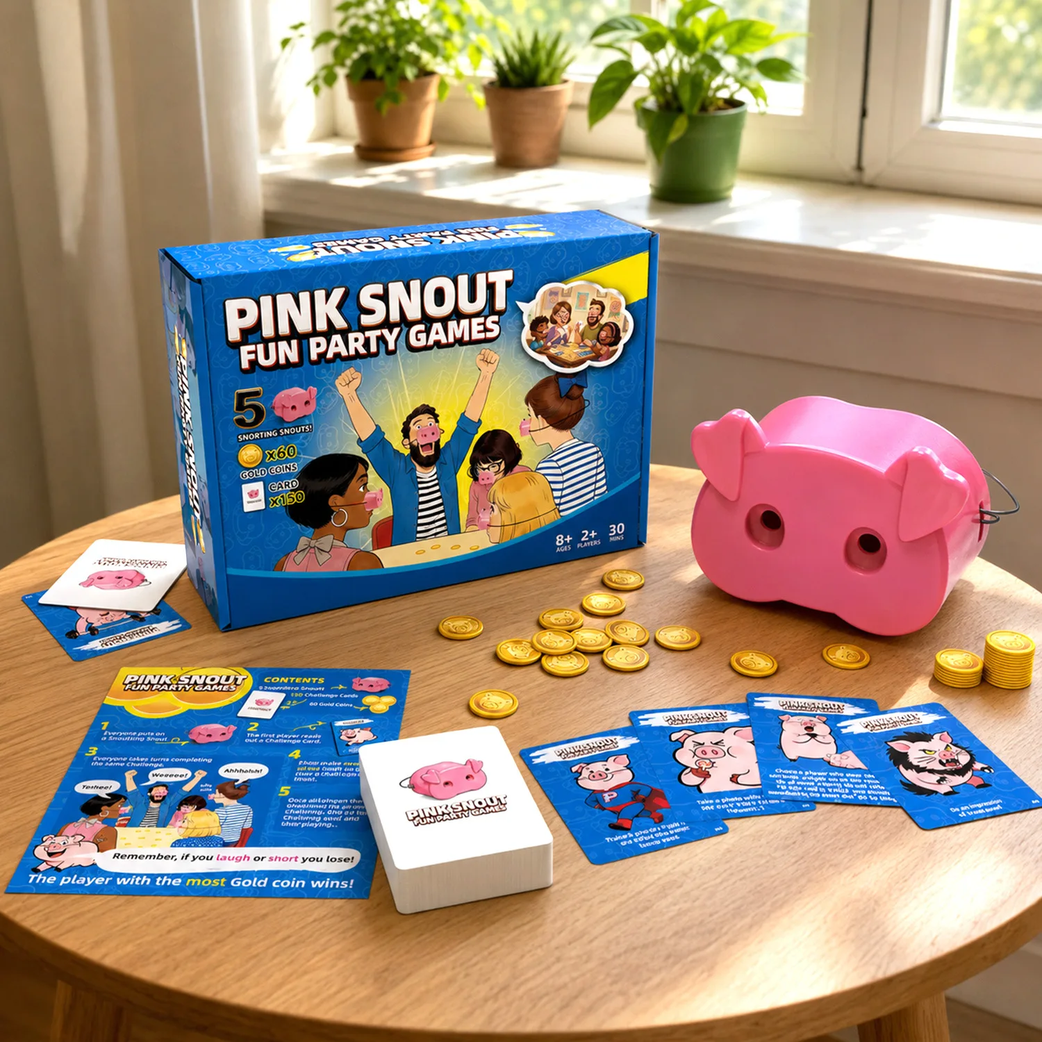 

Cute(The Pig Burst Out Laughing Smiling Means Youlose)Fun Challenge Parent-Child Interaction Family Party Desktop Card Game Toy