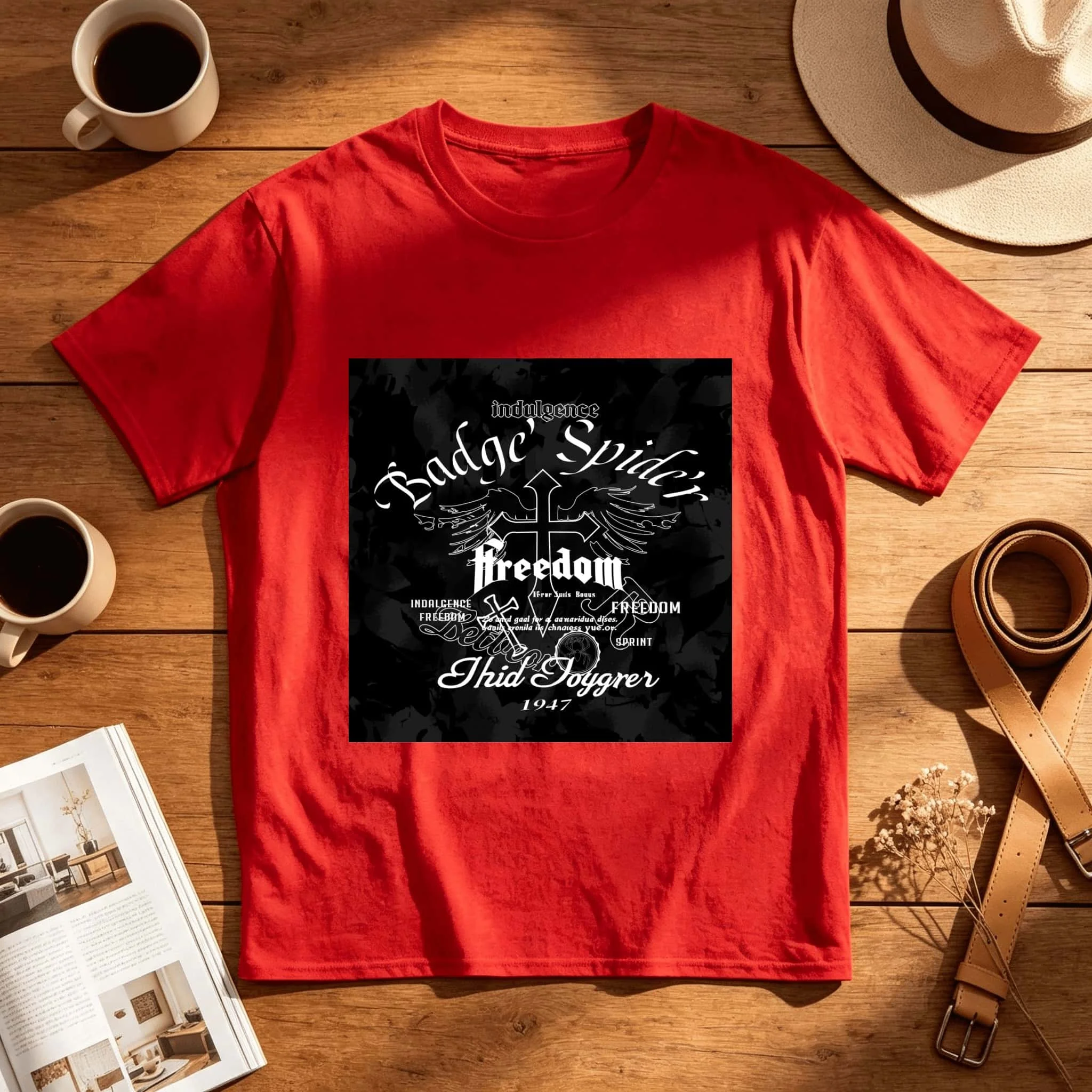 Ornate Silver Holy Cross On Black Background Unisex Casual Graphic Tee Shirt