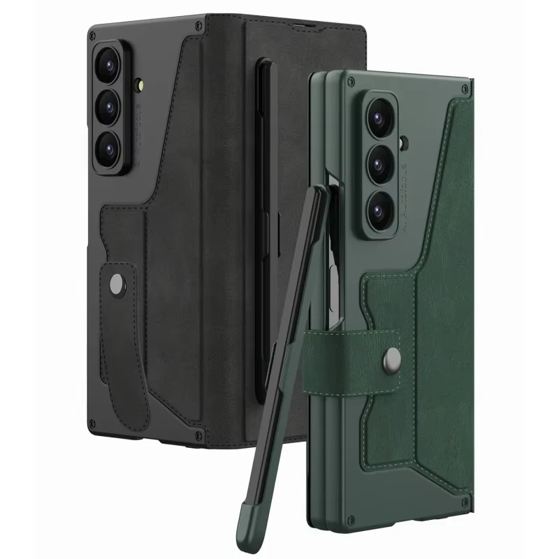 Leather Flip Pen Casing For Samsung Galaxy Z Fold 8 Ultra Case Business Protection Carbon Fiber With Film Mobile Phone Cover