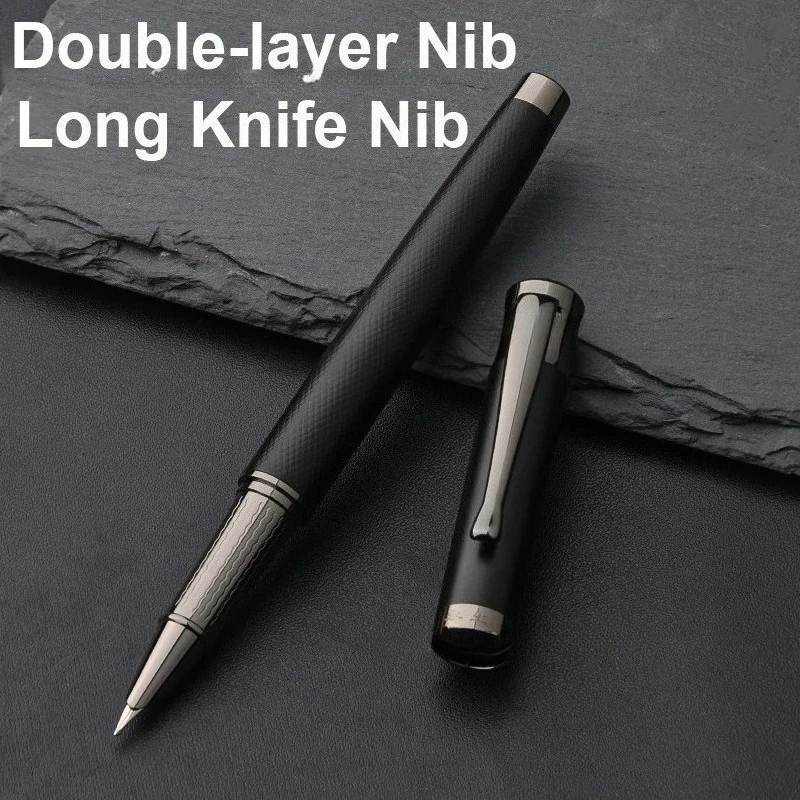 

2026 чрезвычайно толстая шлифовальная полированная толстая перьевая ручка ручной работы, наконечник с капюшоном 2,5 мм, двухслойный длинный нож, ручка для письма