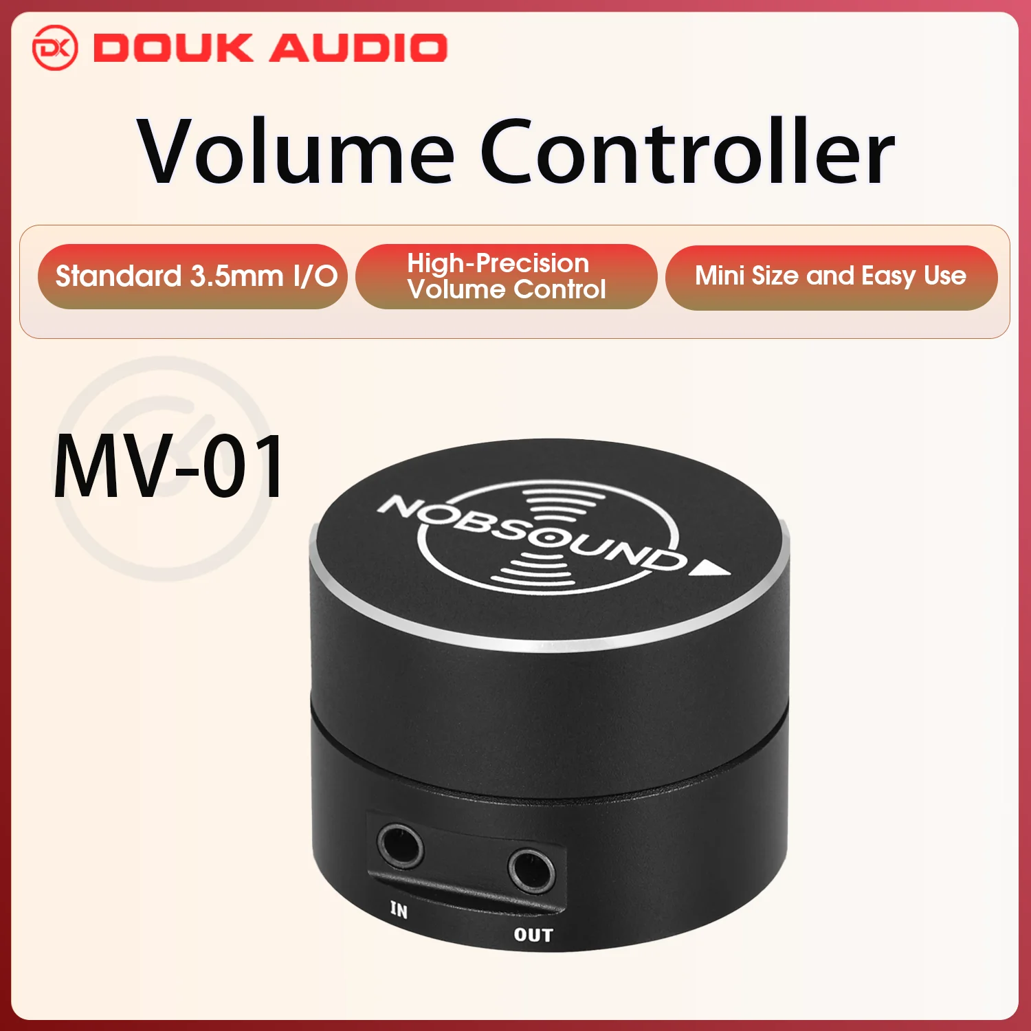 Douk-perilla de controlador de volumen pasivo de Audio, minicontrolador de tono de entrada y salida de 3,5mm para amplificador de PC, caja de ajuste de Audio de línea de altavoz