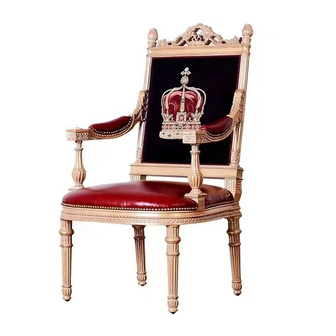 French throne Royal court wooden lounge arm chair masters chair dine accent chairs living room