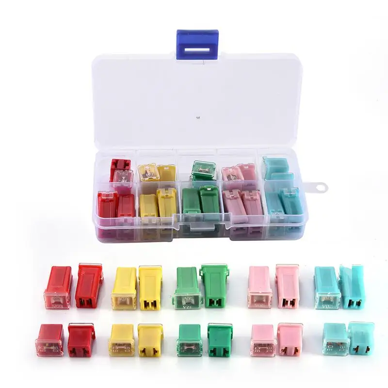 20pcs/box 20A-60A F2828-Z PAL Fuse Mini ABS Copper Long Female Fuse Link Jcase FMX PAL Cartridge Fuse Kit For Japanese Auto Car