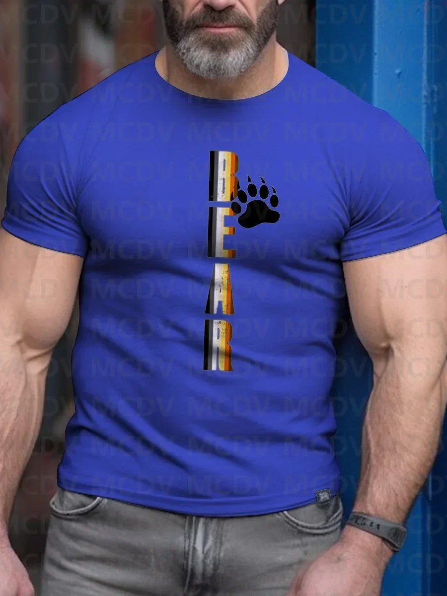 Urso dos homens impresso camiseta, camiseta 3D