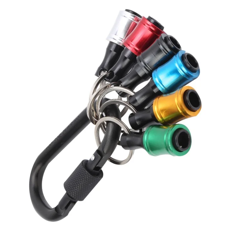 6個入り 六角軸ドライバービットホルダー アルミ合金キーホルダーホルダー エクステンションバーアダプター