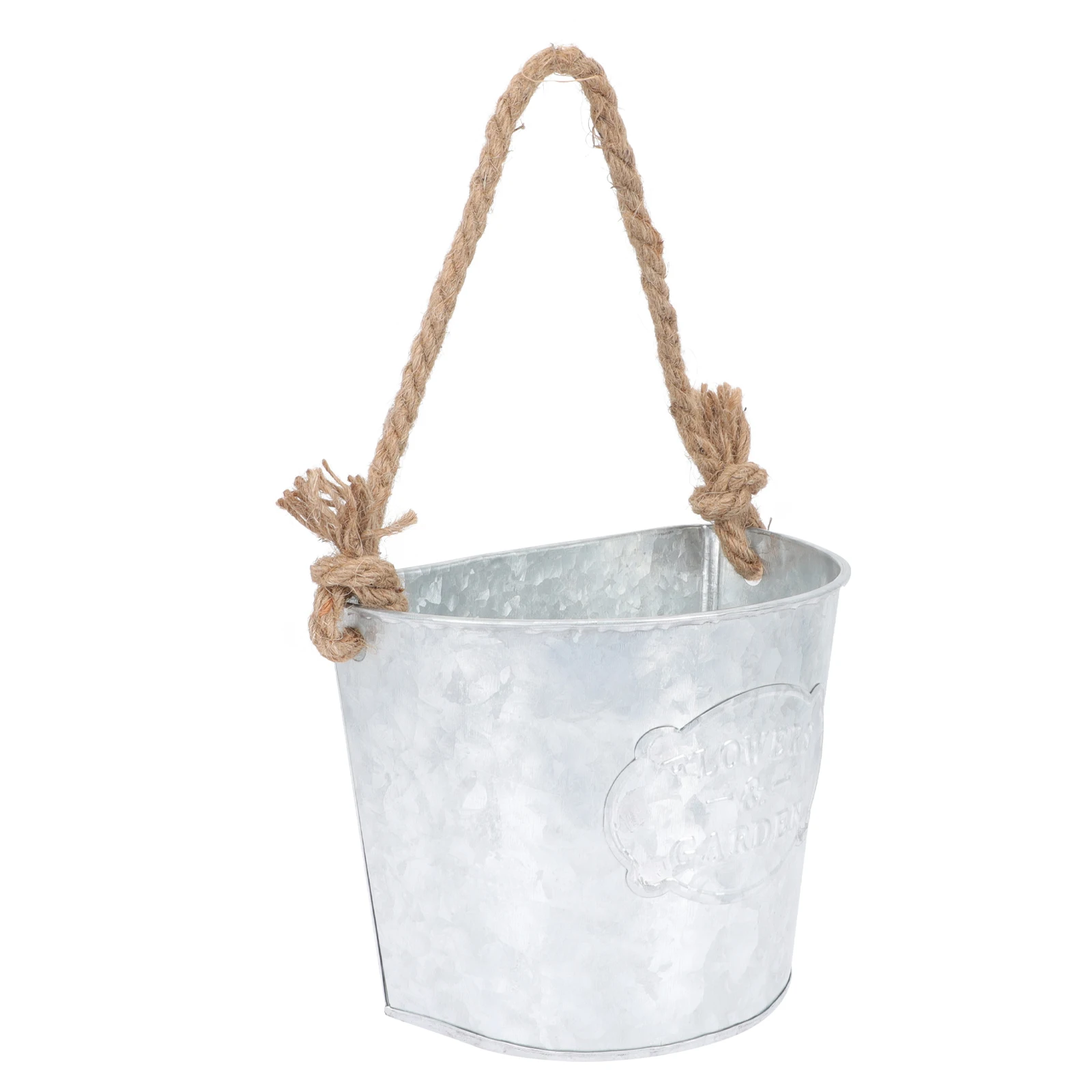 

Retro Wall Hanging Flower Pot Metal Iron Planters Silver Pail Indoor Decor Vintage Saving Garden Gift Planter
