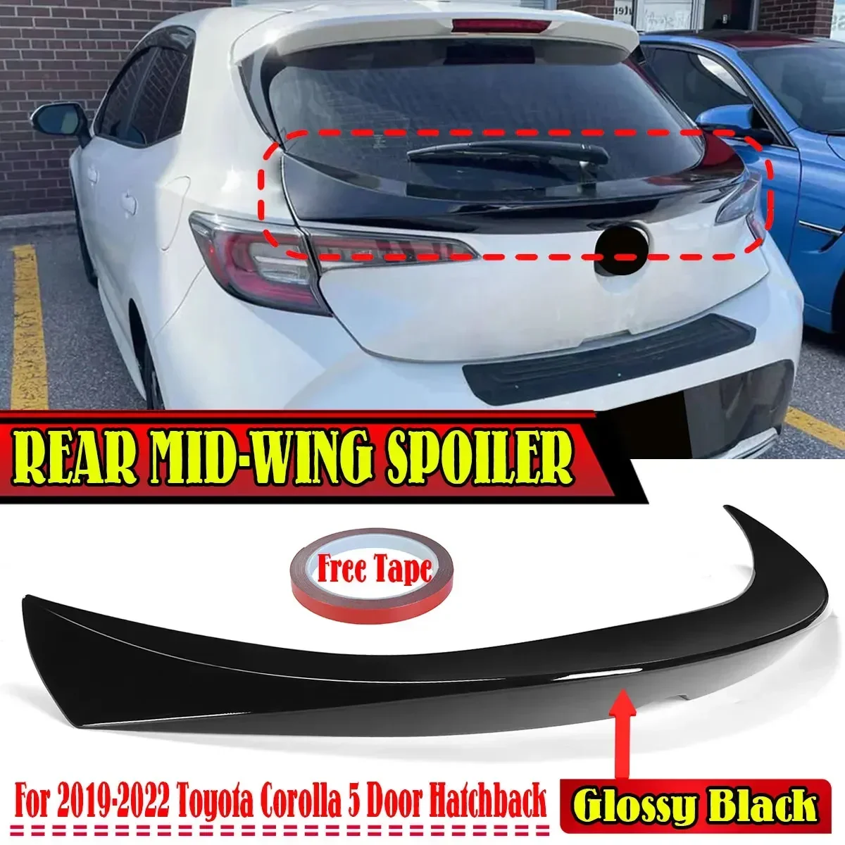 ABS Car  Rear Trunk Mid Spoiler Lip Boot Wing Lip For Toyota Corolla 5 Door Hatchback 2019-2022 Rear Spoiler Wing Lip Extension