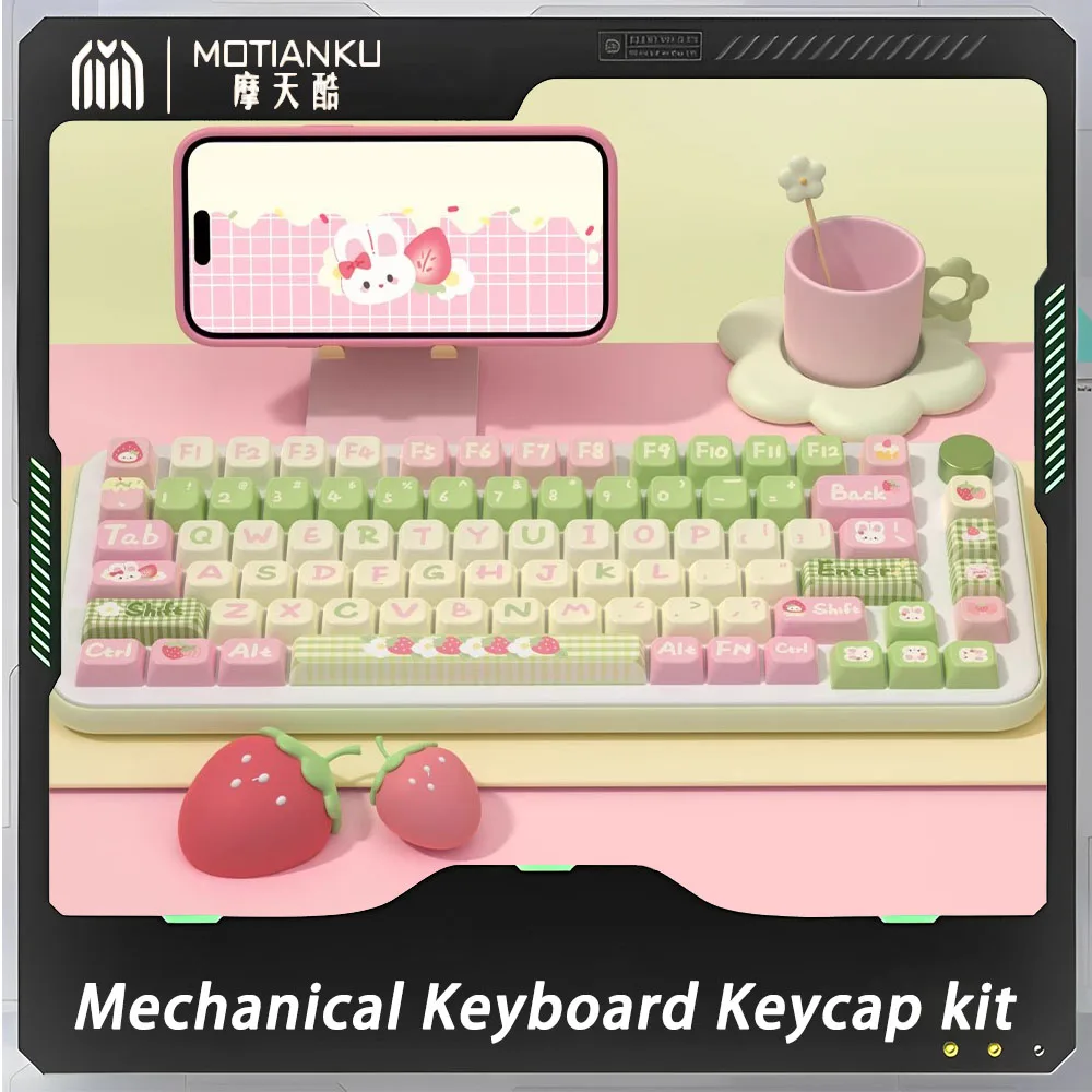 

Motianku Keycaps PBT Mechanical Keyboard Keycap Kit 158 Keys MDA Height Sublimation Cartoon Customize Pc Gamer Accessories Gifts