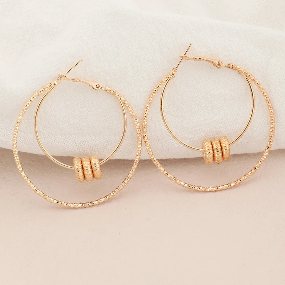 BLIJERY Gold Color Aesthetic Double Hoop Earrings for Woman Party Fashion Cute Women Earrings Trend 2022 Jewellry Christmas Gift