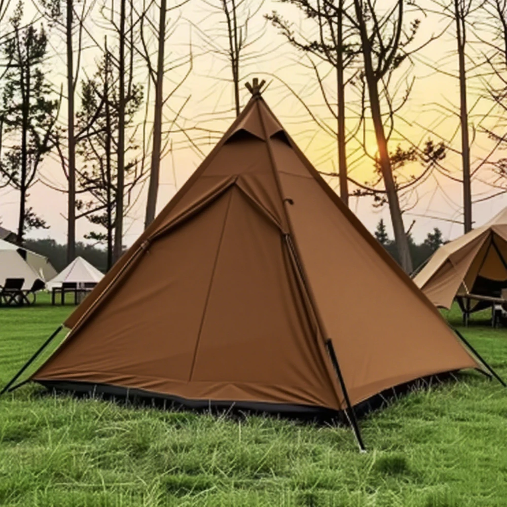 Portable Outdoor Triangular Pyramid Tent Cotton Rainproof Camping Canopy Oxford Cloth Material