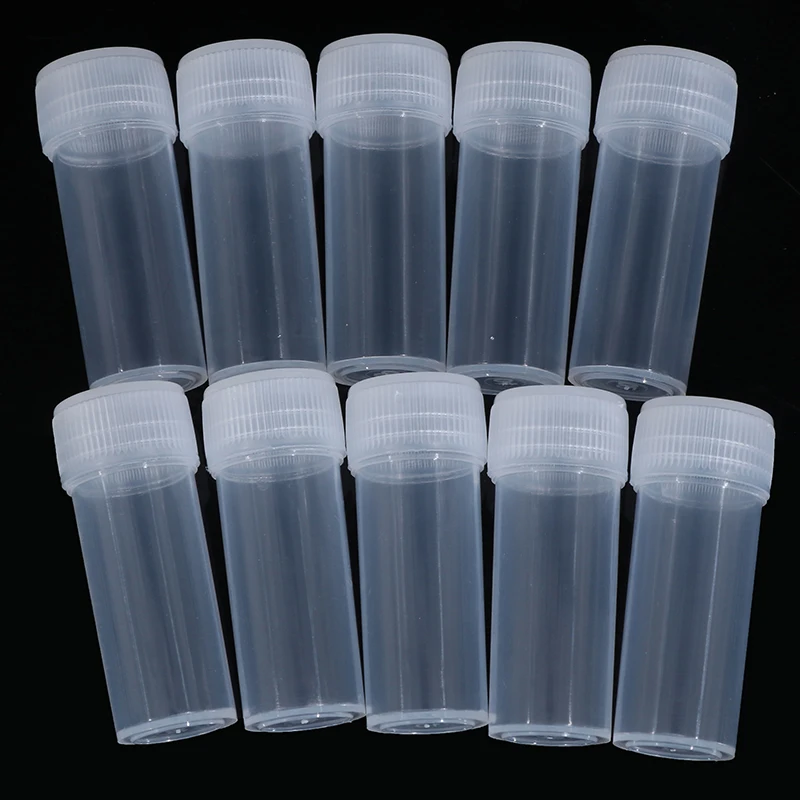 10Pcs 5ml Plastic Test Tubes Vials Sample Container Powder Craft Screw Cap Bottles for Office School Chemistry Supplies