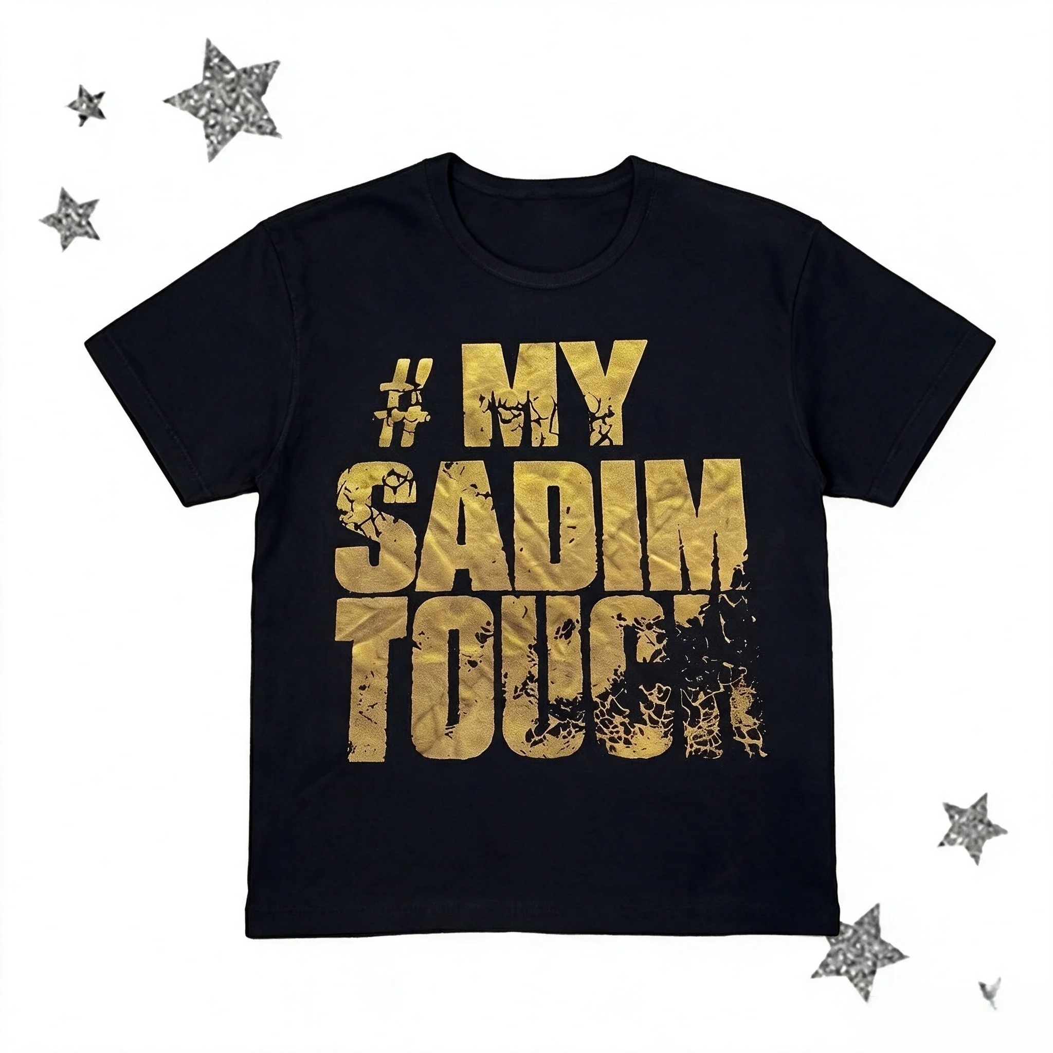 Fashion Y2K T-shirt My Sadim Touch Graphic Print Tee Punk Oversized Streetwear High Street Top Casual Loose T Shirts Unisex