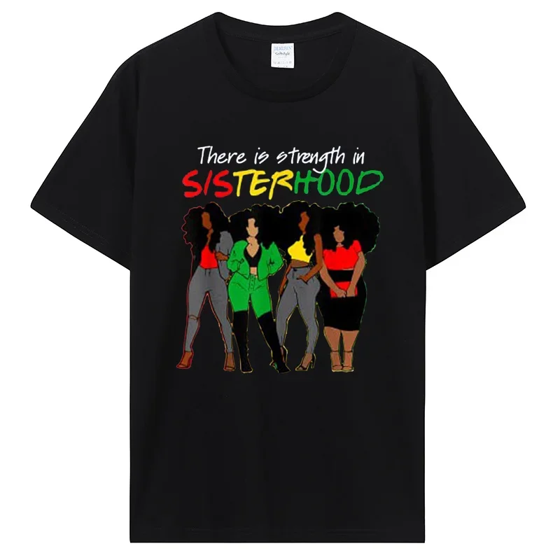 

Футболка «Там сила в сестринство» с черной историей и меланином, футболка с рисунком афроамериканских сестер, мужская хлопковая одежда