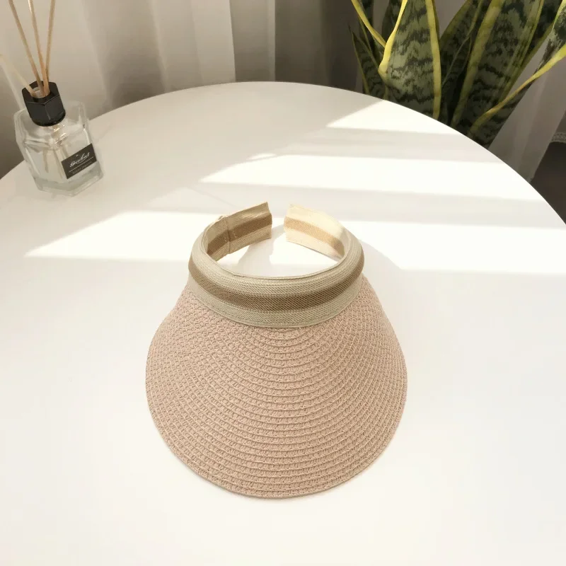 Lady Summer Empty Top Sun Visor Hat Summer Straw Wide Brim Sun Cap Uv Protection Hat