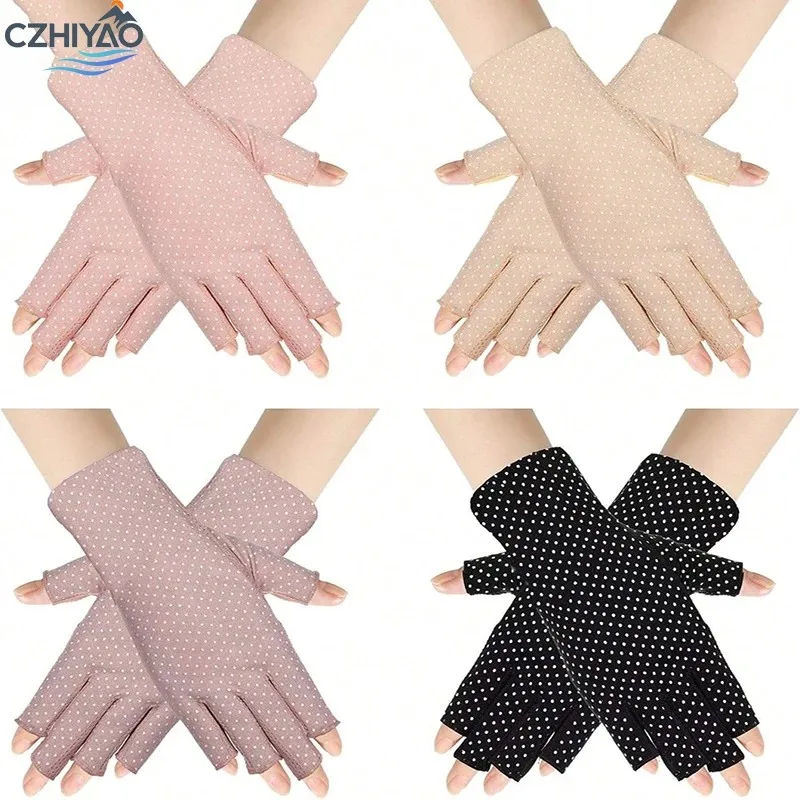 

CZHIYAO Fingerless Wave Point Summer Gloves for Driving/Camping/Fishing/Golf/Cycling/Non slip Outdoor for Both Men and Women