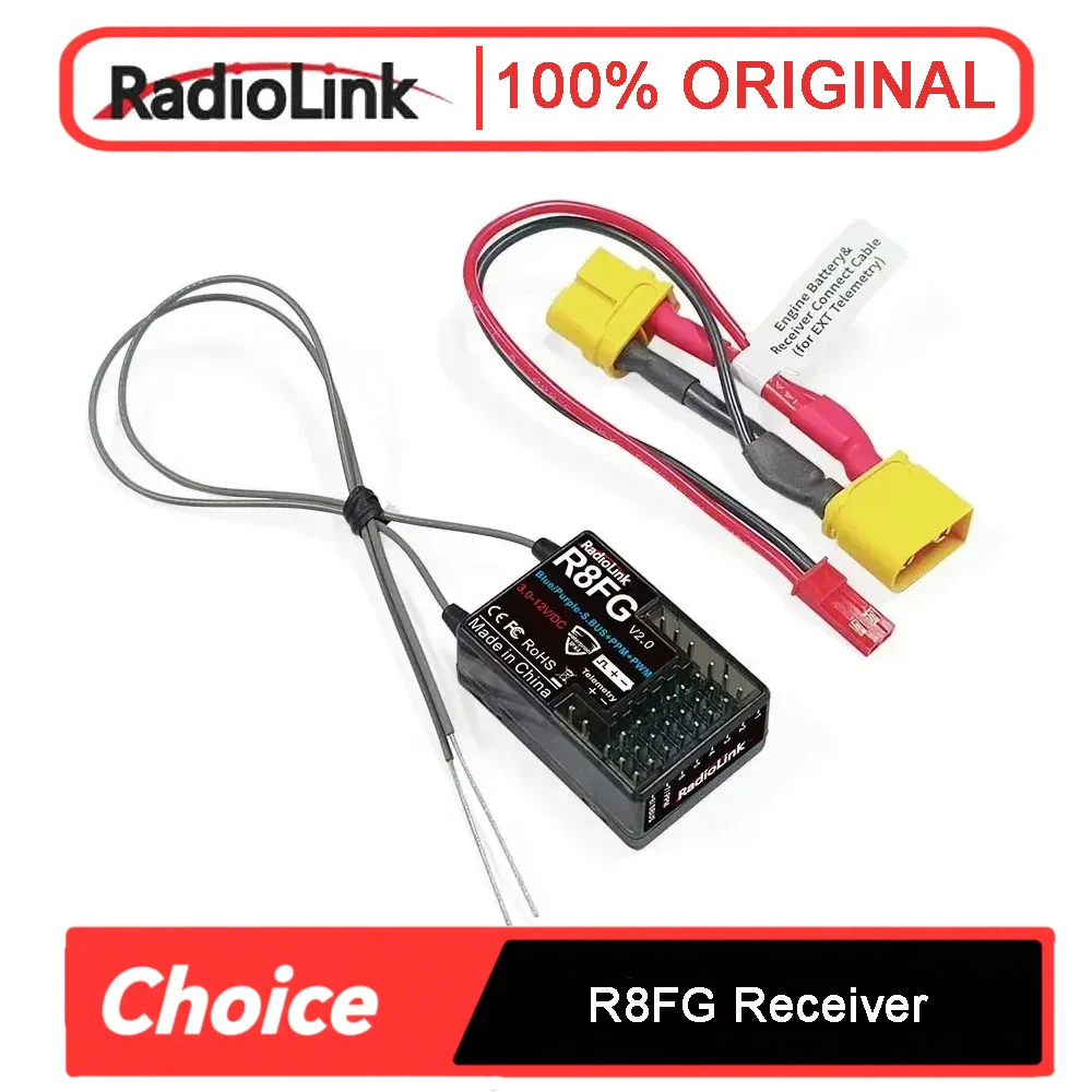 

Radiolink R8FG 8-канальный радиоуправляемый приемник 2,4G Gyro: двойная антенна, возврат напряжения, дальность действия 600 м для передатчиков для автомобилей и лодок