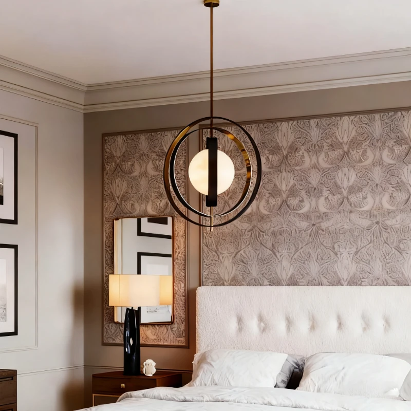 

BOSSEN Designer Linear Ball Pendant Light Black Gold Marble Chandelier Modern Minimalist Ceiling Lamp for Kitchen bedroom