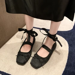 2024 Spring Women Ballet Flats Fashion Elegant Cross Strap Shoes Ladies Comfort Street Style Soft Sole Ballerinas Shoes Woman