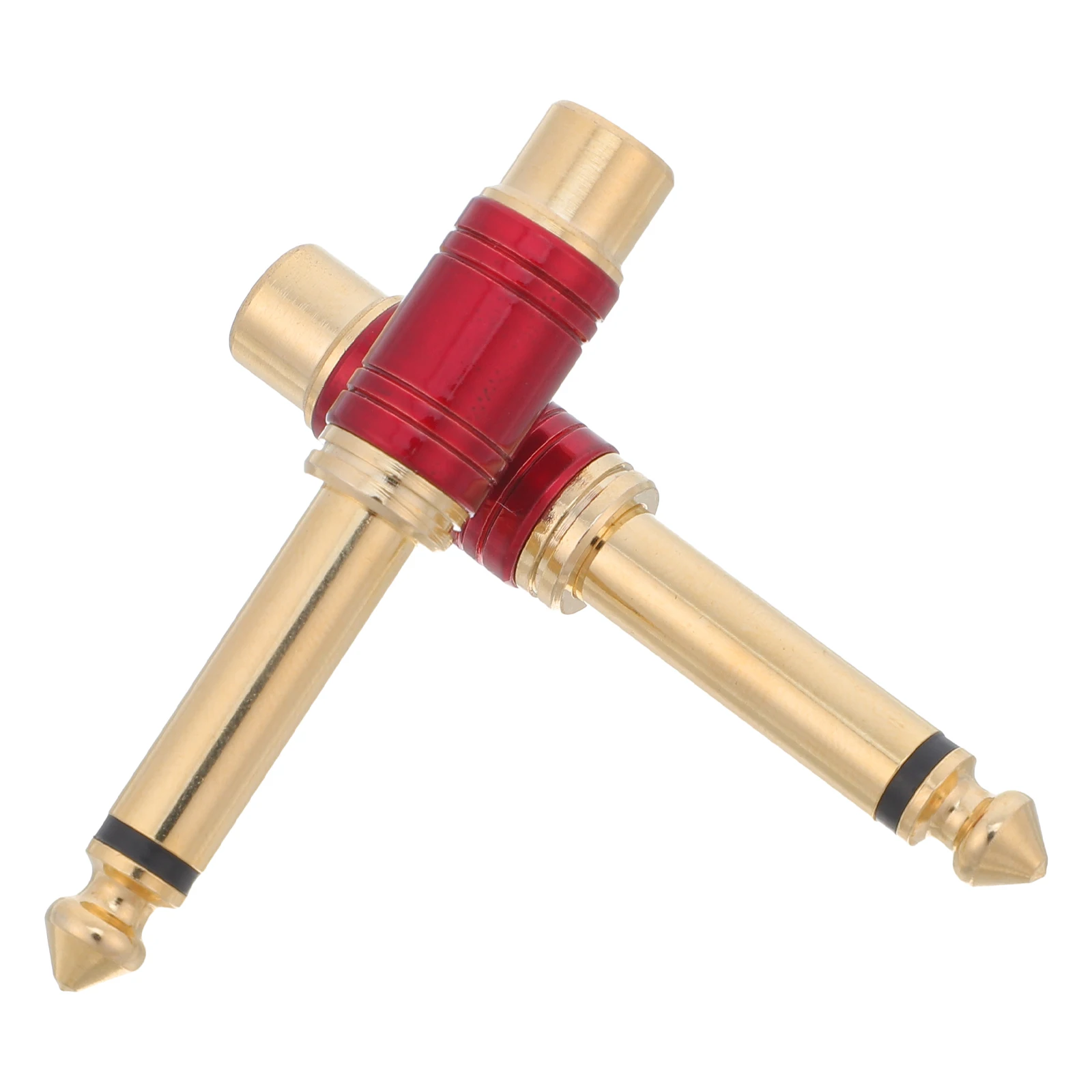 

2pcs Audio Aux Adapter Gilded Male to Female Jack Coupling Durable Red Connectors for Professional DJs Theaters
