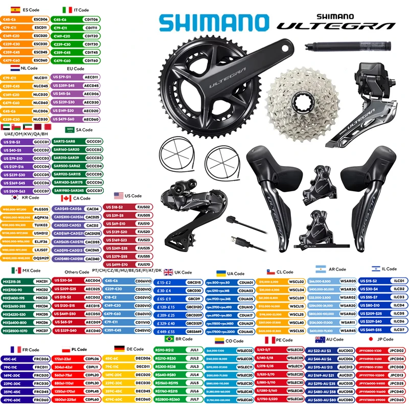 Shimano Ultegra Di2 R8170 Groupset 2x12s With R8100 Crankset 170MM 50-34T Cassette R8150 FD RD For Road Bike Original Shimano