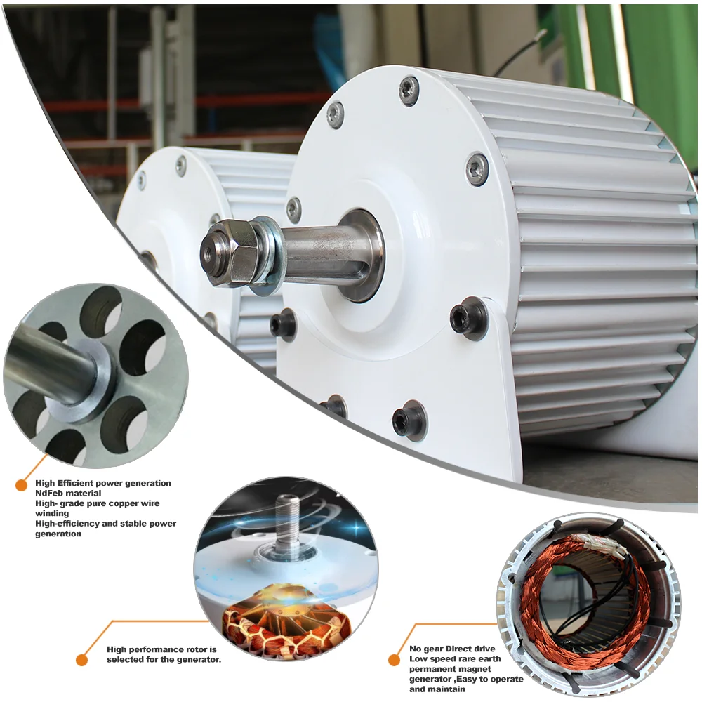 Low RPM 10KW 20KW Factory Price Permanent Magnet Generator Wind Turbine Low Speed 20000W 48V 96V 110V 220V Free Energy Home Use