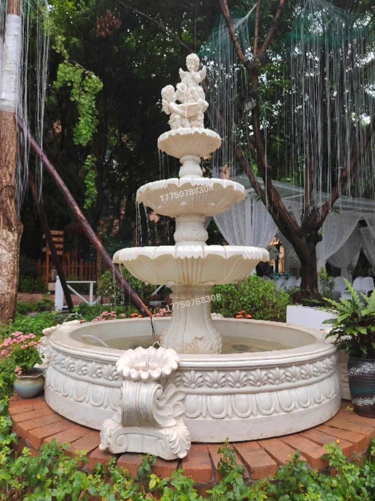 

European Sculpture Outdoor Angel Fountain Wedding Flowing Water Ornaments Garden Decoration