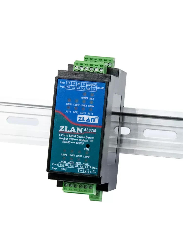 Imagem -02 - Gateway Modbus Industrial Rs485 para Ethernet Tcp ip Rtu para Tcp Mqtt Json Trilho Din de Computador Zlan5807m Portas