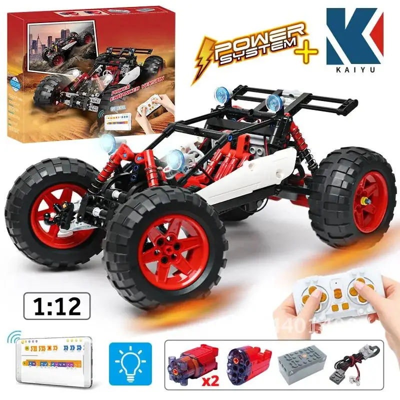 KAIYU 366PCS LED City RC Car MOC Building Blocks APP Remote Control Programming Off-road Vehicle Bricks Toys For Boys