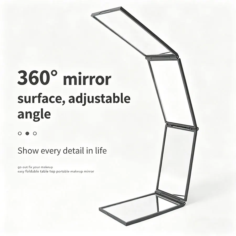 Creative Foldable Multi-Angle Four-Sided Mirror Diy Beauty Portable Makeup Mirror With Rear View Mirror And Full Body Mirror