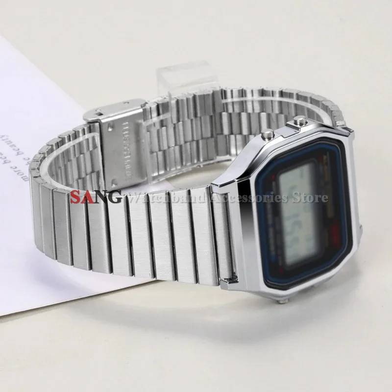 Correa de acero inoxidable para reloj CASIO F-91W/A158/A159/A168/A169/B650/AQ230 /AE500W, pulsera de Metal ultrafina de 18/20mm