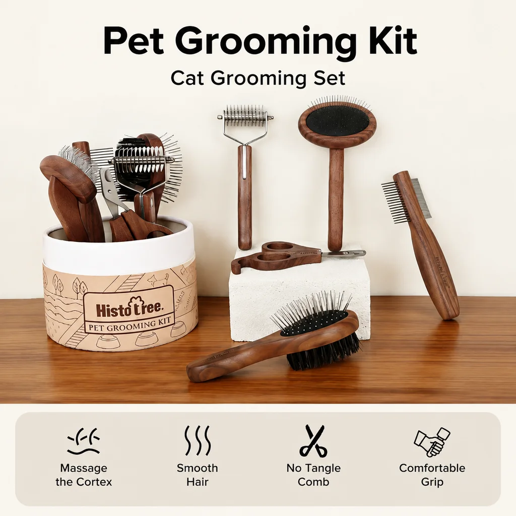 set-professionale-di-strumenti-per-la-toelettatura-degli-animali-domestici-spazzola-districante-con-manico-in-legno-pettine-per-rimuovere-i-nodi-tagliaunghie-con-contenitore-per-riporli-ideale-per-gatti-e-cani-di-piccola-taglia