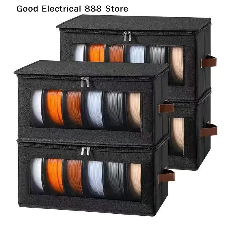 3D Printer Filament Storage Box Non Woven Foldable Organizer With Hygrometer Clear Window For Home Office 3D Printing Workspace