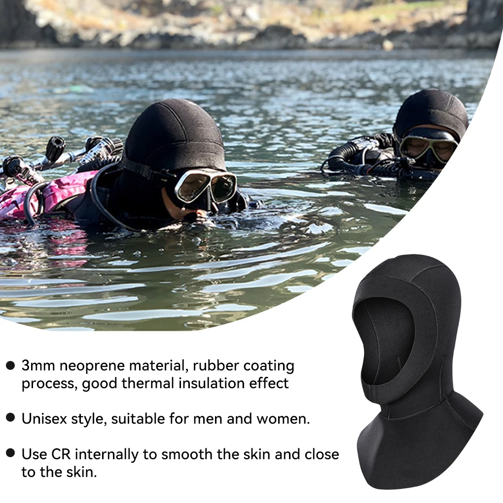 

3MM Diving Cap Elastic Thermal Headgear Hood Black Surf Wetsuit Winter Swimming Stretchable Snorkeling Equipment Women XL