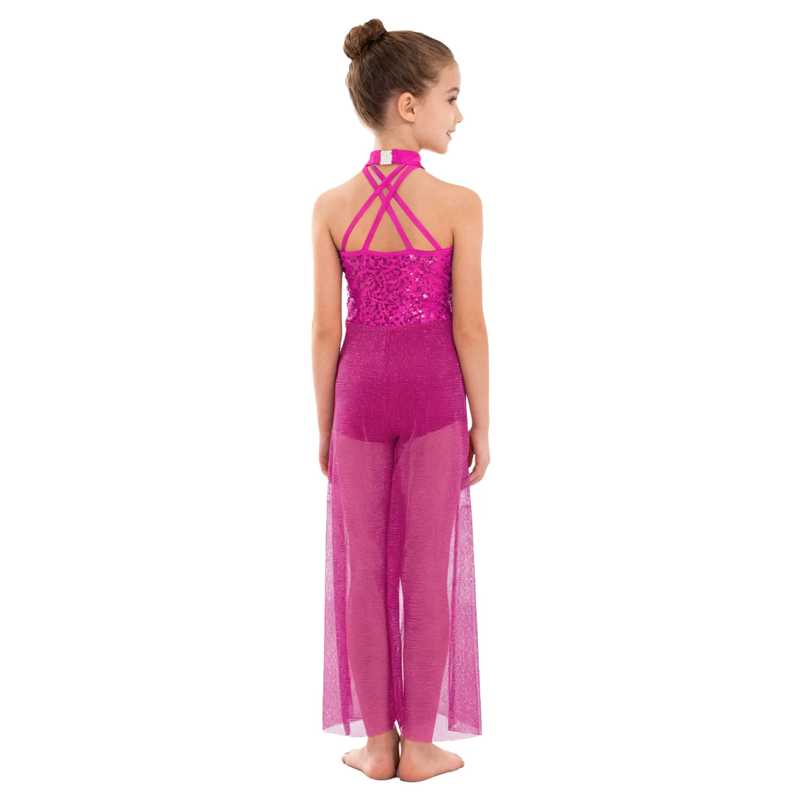Mädchen Gymnastik- und Ballett-Einteiler Glänzender Pailletten-Jumpsuit für Moderne Zeitgenössische Lyrische Tanz-Performance Kostüme Tanzbekleidung – Detail 23