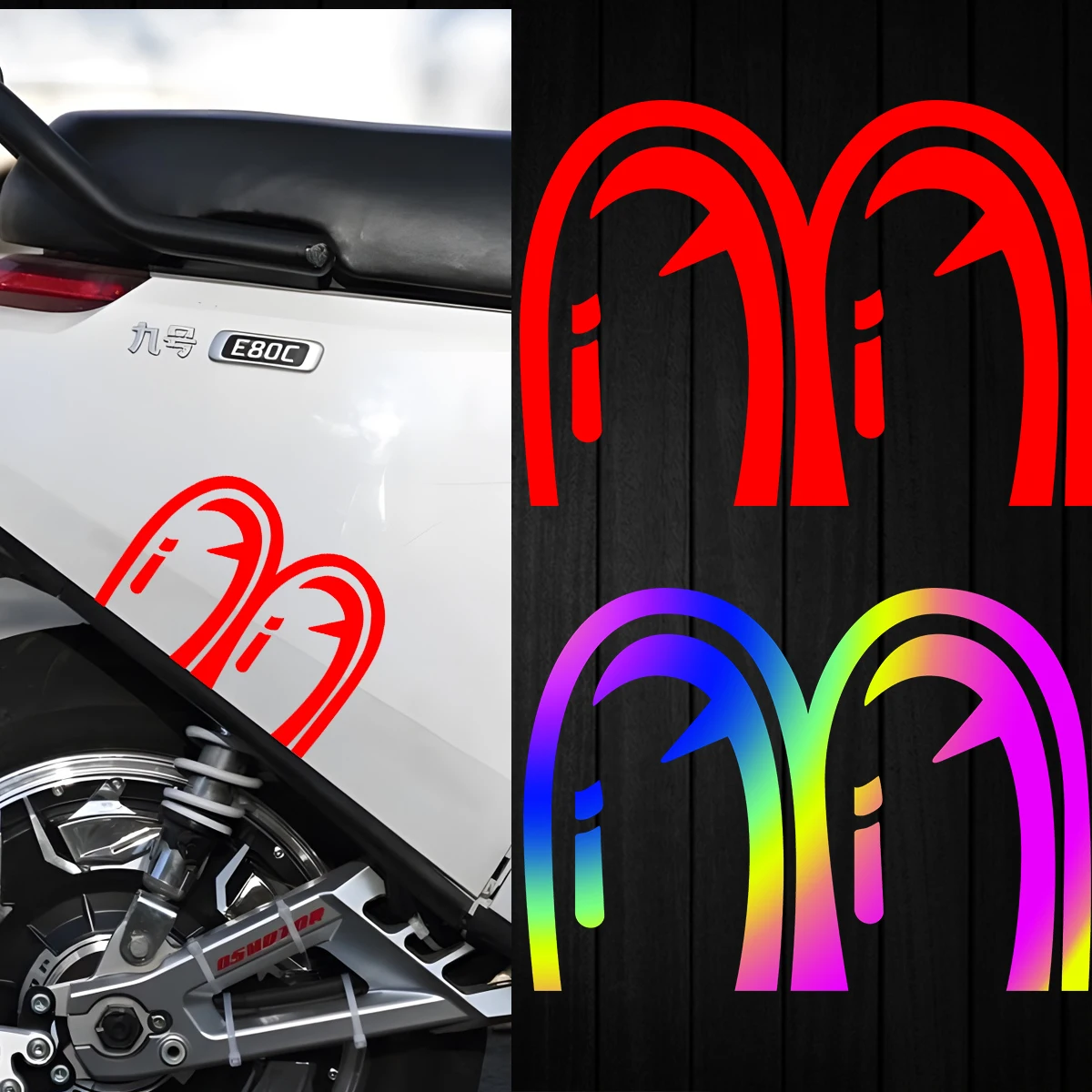 

Светоотражающие виниловые наклейки с большими глазами, верхняя коробка для тела, крыло, шлем, наклейки на топливный бак, аксессуары для мотоциклов для Kawasaki Yamaha