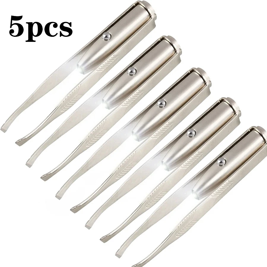 1/3Pcs Led 눈썹 핀셋 스테인레스 스틸 얼굴 눈썹 디자인 속눈썹 리무버 도구 라이트 속눈썹 핀셋 뷰티 메이크업