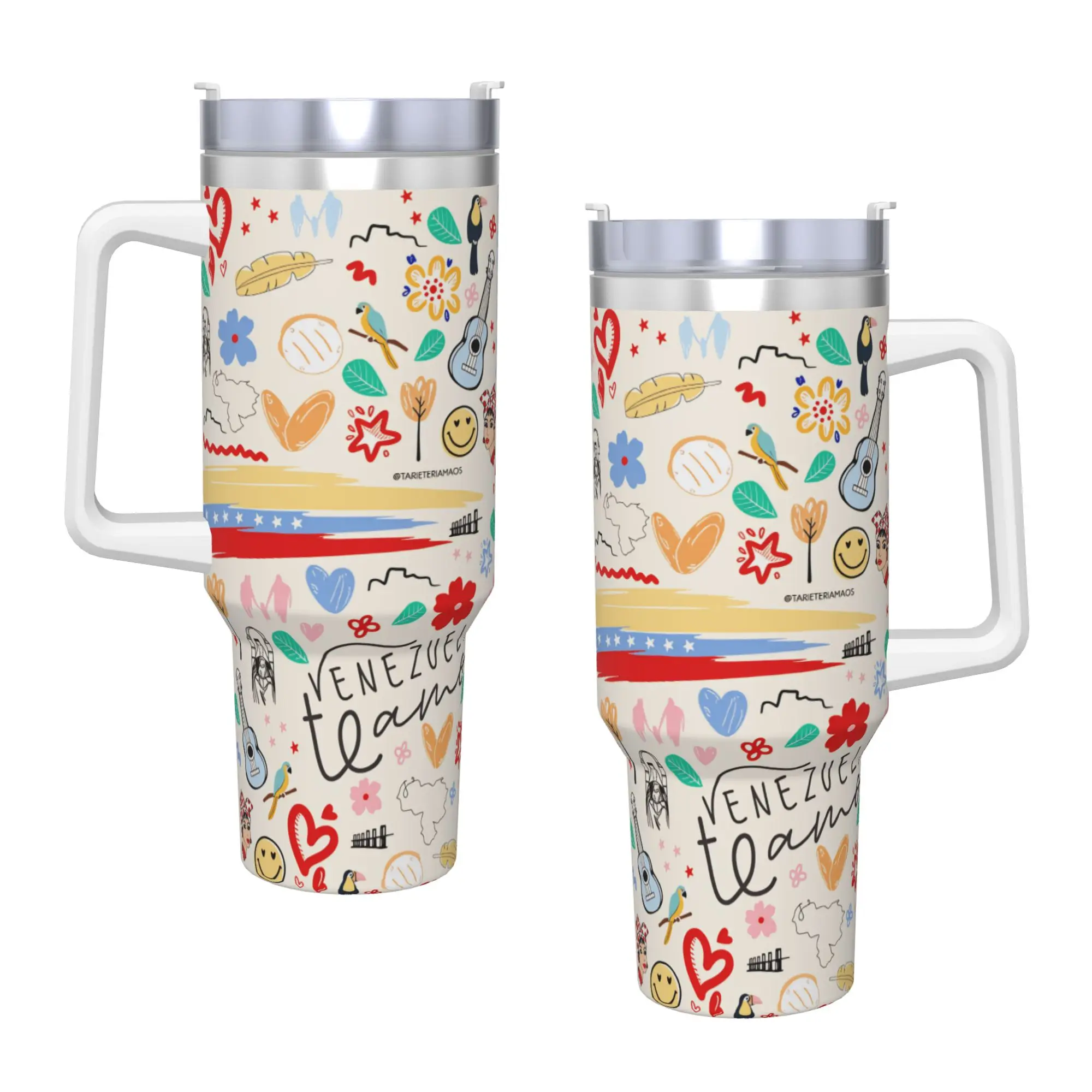 Stainless Steel Tumbler Aesthetic Art Venezuela Thermal Cups  Portable Cold Drink Mugs Cup Driving Graphic Water Bottle