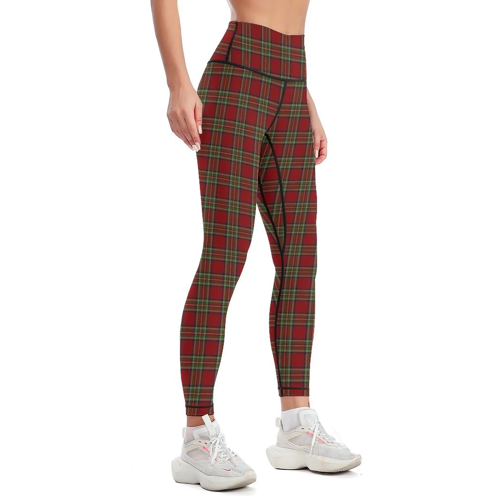 Pattern Red Tartan / Christmas Scottish Leggings trousers Leginsy push up Sportswear woman gym sports tennis for Womens Leggings